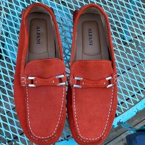 Alfani Size 10M Orange Suede  Slip On Driving Moccasin Shoes